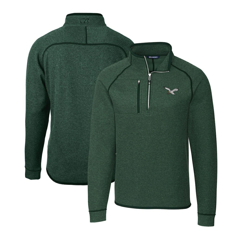 Philadelphia Eagles Cutter & Buck Gridiron Classics Big & Tall Mainsail Sweater-Knit Half-Zip Pullover Jacket