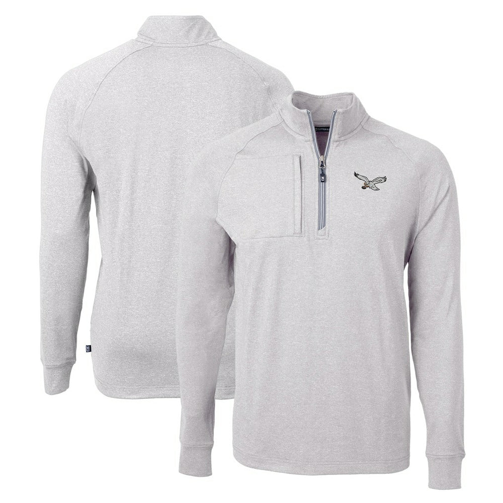 Philadelphia Eagles Cutter & Buck Gridiron Classics Big & Tall Adapt Eco Knit Heather Quarter-Zip Pullover Top