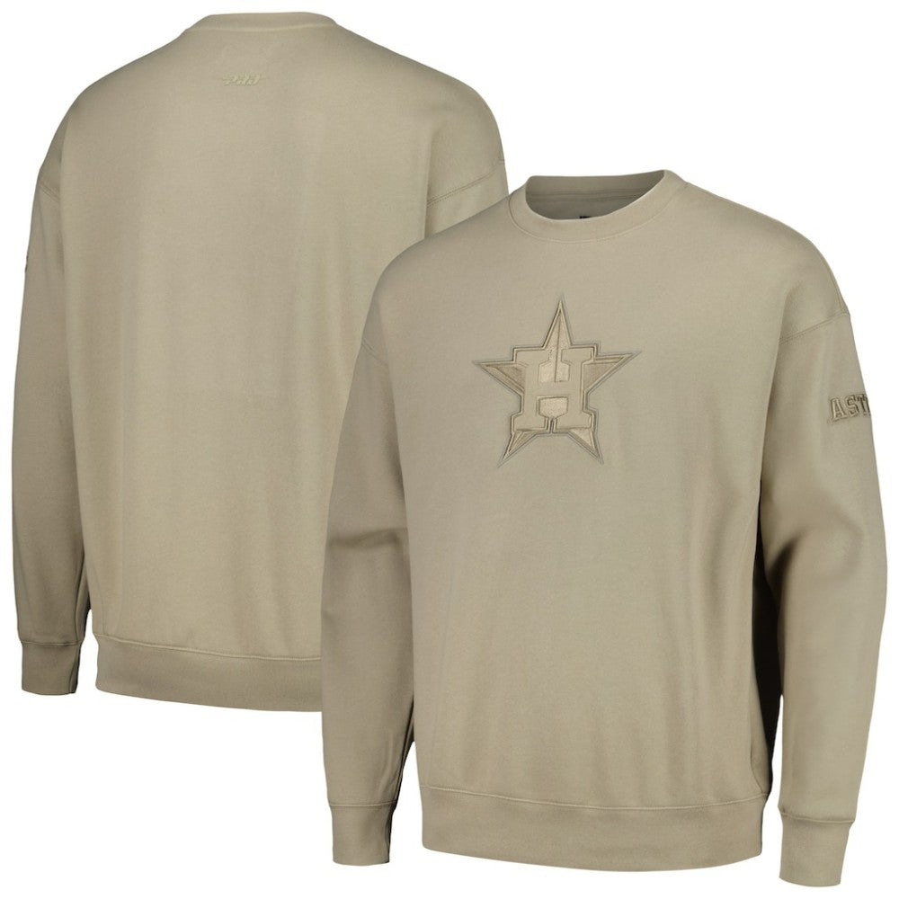Houston Astros Pro Standard Neutral Drop Shoulder Pullover Sweatshirt | MLB On Sale