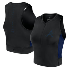 Atlanta Braves Fanatics Women's Studio Half-Zip Fitted Gym Tank Top | MLB Shop
