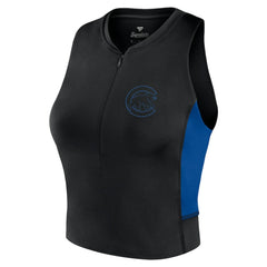 Chicago Cubs Fanatics Women's Studio Half-Zip Fitted Gym Tank Top | MLB New