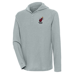 Miami Heat Antigua Strong Hold Long Sleeve Henley Hoodie T-Shirt New