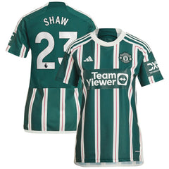 Luke Shaw Manchester United Women's 2023/24 Away Replica Player Jersey Green - Adidas
