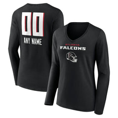 Atlanta Falcons Women's Personalized Name & Number Team Wordmark Long Sleeve V-Neck T-Shirt