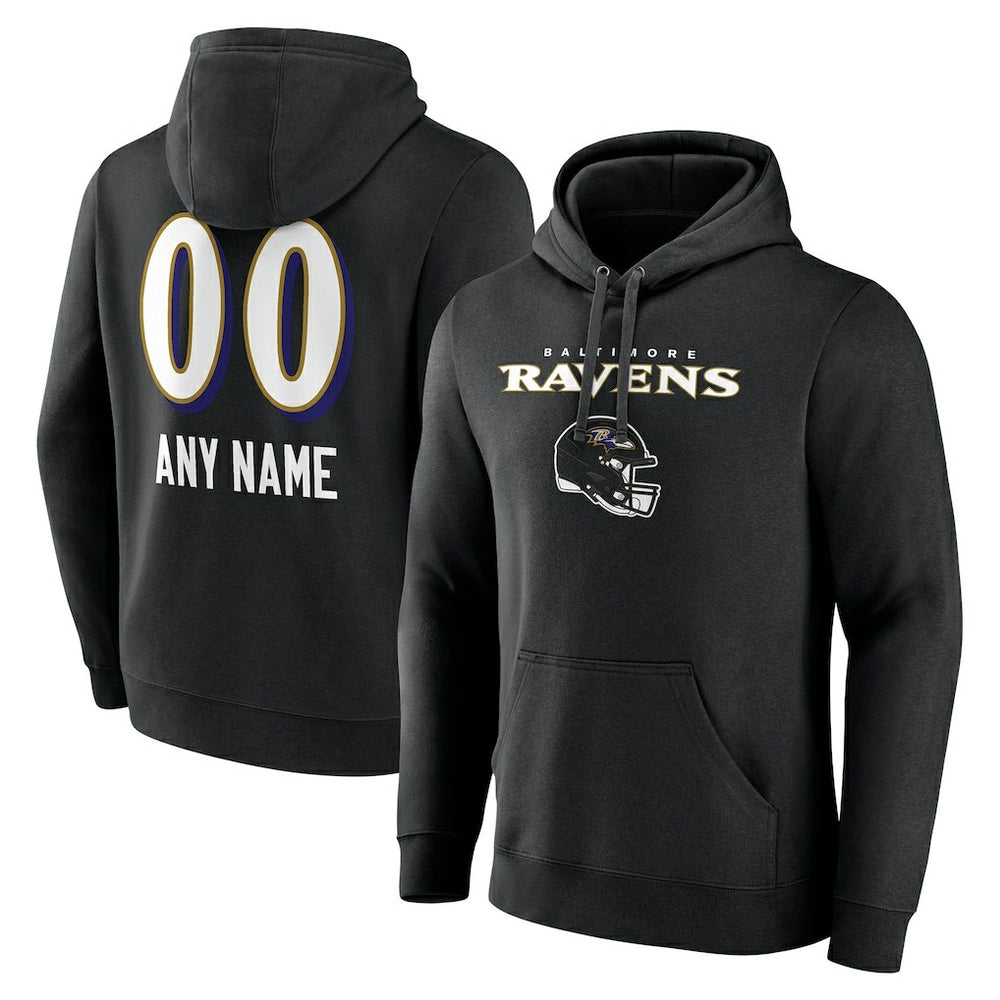 Baltimore Ravens Personalized Name & Number Team Wordmark Pullover Hoodie