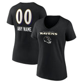 Baltimore Ravens Women's Personalized Name & Number Team Wordmark V-Neck T-Shirt