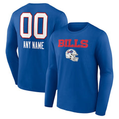 Buffalo Bills Personalized Name & Number Team Wordmark Long Sleeve T-Shirt