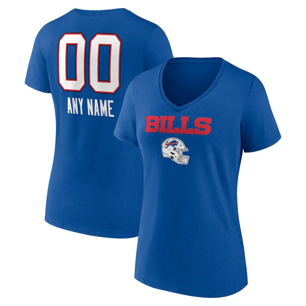 Buffalo Bills Women's Personalized Name & Number Team Wordmark V-Neck T-Shirt