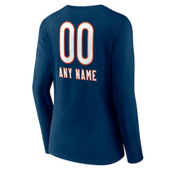 Chicago Bears Women's Personalized Name & Number Team Wordmark Long Sleeve V-Neck T-Shirt