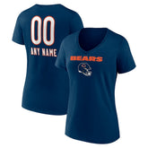 Chicago Bears Women's Personalized Name & Number Team Wordmark V-Neck T-Shirt