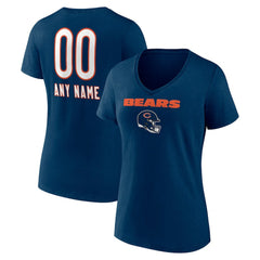 Chicago Bears Women's Personalized Name & Number Team Wordmark V-Neck T-Shirt