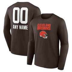 Cleveland Browns Personalized Name & Number Team Wordmark Long Sleeve T-Shirt