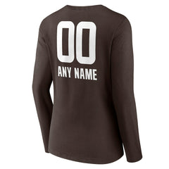 Cleveland Browns Women's Personalized Name & Number Team Wordmark Long Sleeve V-Neck T-Shirt