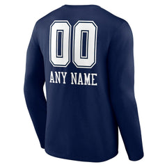 Dallas Cowboys Personalized Name & Number Team Wordmark Long Sleeve T-Shirt