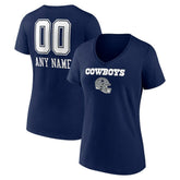 Dallas Cowboys Women's Personalized Name & Number Team Wordmark V-Neck T-Shirt