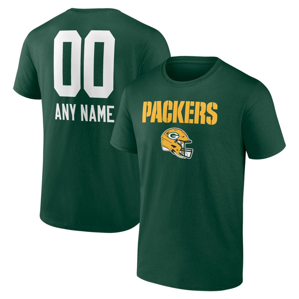 Green Bay Packers Personalized Name & Number Team Wordmark T-Shirt