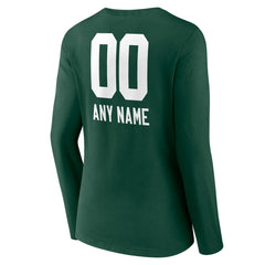 Green Bay Packers Women's Personalized Name & Number Team Wordmark Long Sleeve V-Neck T-Shirt