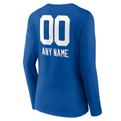 Indianapolis Colts Women's Personalized Name & Number Team Wordmark Long Sleeve V-Neck T-Shirt