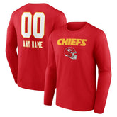 Kansas City Chiefs Personalized Name & Number Team Wordmark Long Sleeve T-Shirt
