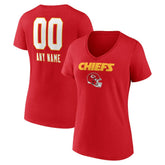 Kansas City Chiefs Women's Personalized Name & Number Team Wordmark V-Neck T-Shirt