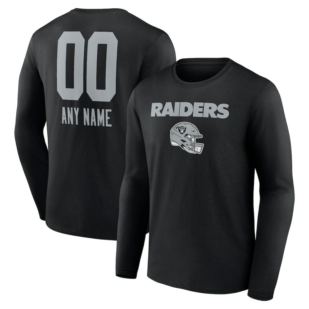 Las Vegas Raiders Personalized Name & Number Team Wordmark Long Sleeve T-Shirt