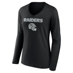 Las Vegas Raiders Women's Personalized Name & Number Team Wordmark Long Sleeve V-Neck T-Shirt