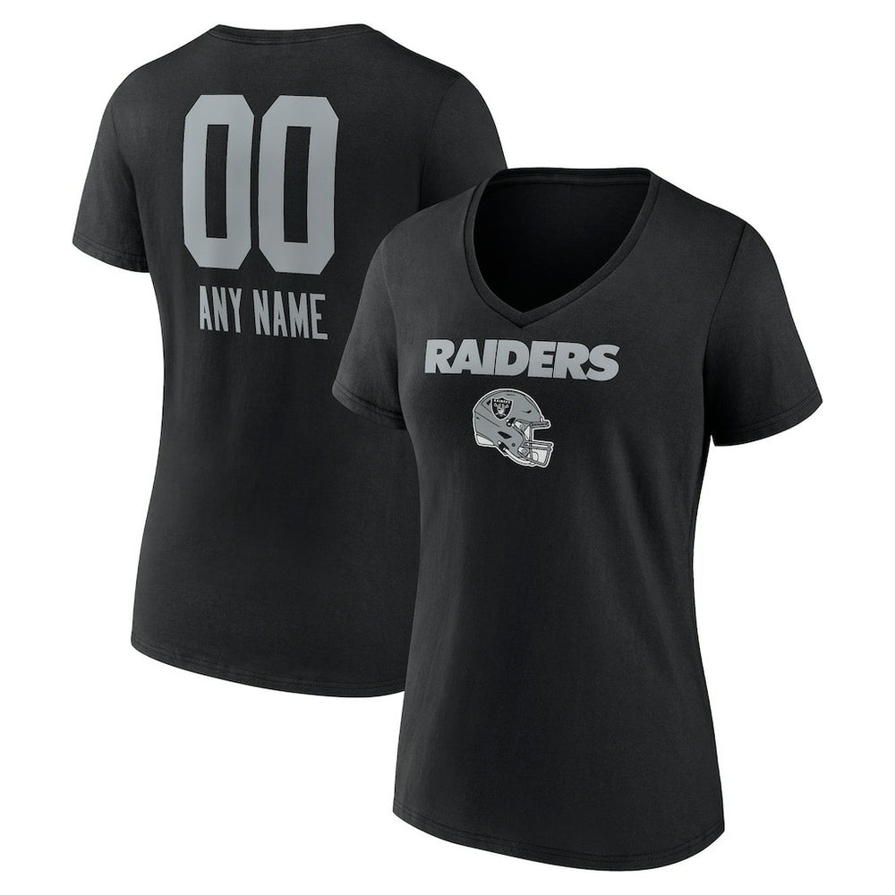 Las Vegas Raiders Women's Personalized Name & Number Team Wordmark V-Neck T-Shirt