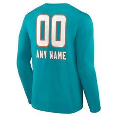 Miami Dolphins Personalized Name & Number Team Wordmark Long Sleeve T-Shirt