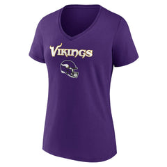 Minnesota Vikings Women's Personalized Name & Number Team Wordmark V-Neck T-Shirt