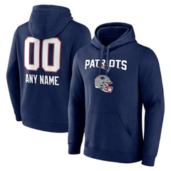 New England Patriots Personalized Name & Number Team Wordmark Pullover Hoodie