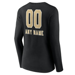 New Orleans Saints Women's Personalized Name & Number Team Wordmark Long Sleeve V-Neck T-Shirt