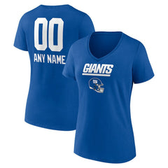 New York Giants Women's Personalized Name & Number Team Wordmark V-Neck T-Shirt