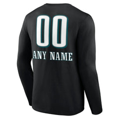 Philadelphia Eagles Personalized Name & Number Team Wordmark Long Sleeve T-Shirt