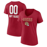 San Francisco 49ers Women's Personalized Name & Number Team Wordmark V-Neck T-Shirt