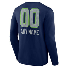 Seattle Seahawks Personalized Name & Number Team Wordmark Long Sleeve T-Shirt