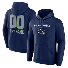 Seattle Seahawks Personalized Name & Number Team Wordmark Pullover Hoodie