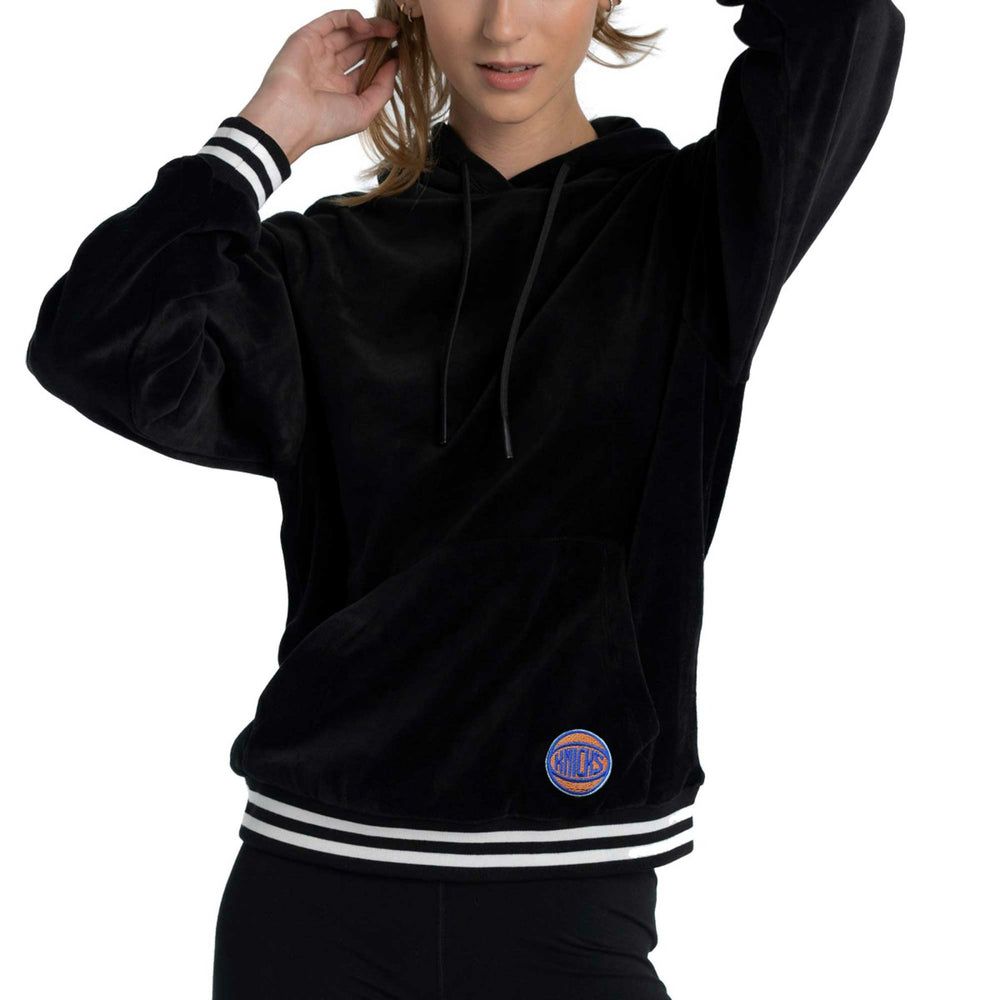 New York Knicks Lusso Women's Nellie Oversized Velour Pullover Hoodie Outlet