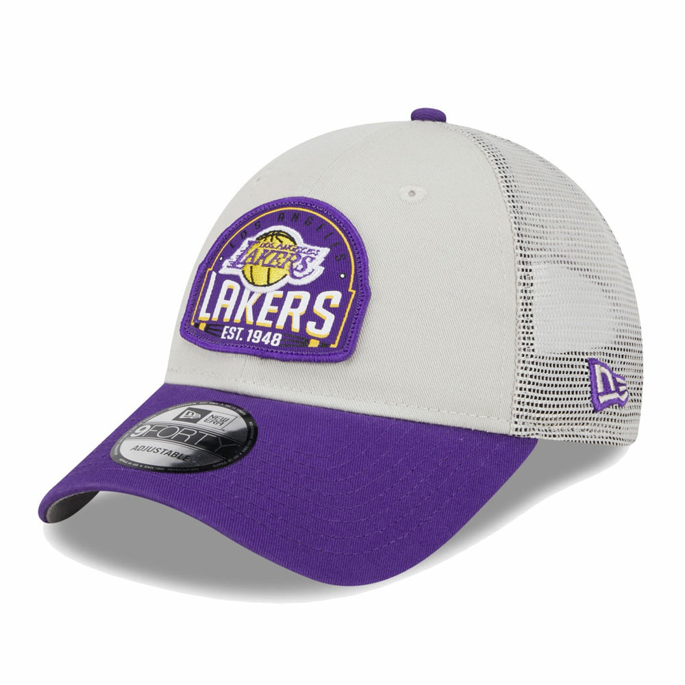 Los Angeles Lakers Throwback Patch Trucker 9FORTY Adjustable Hat Online