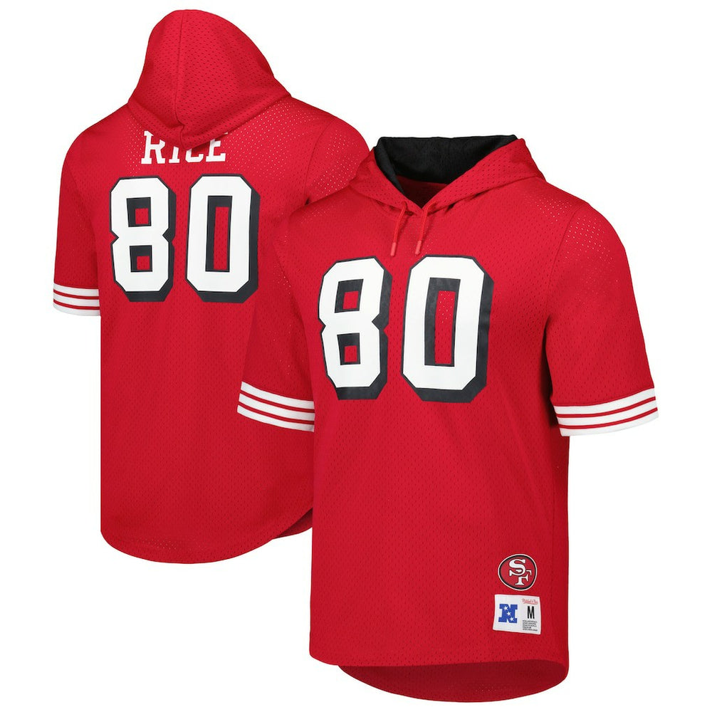 San Francisco 49ers Mitchell & Ness Jerry Rice Retired Player Name & Number Mesh Hoodie T-Shirt