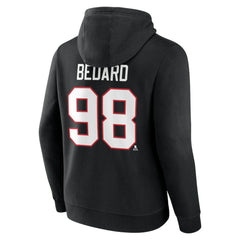 Connor Bedard Chicago Blackhawks Fanatics Authentic Stack Name & Number Tri-Blend Pullover Hoodie Outlet