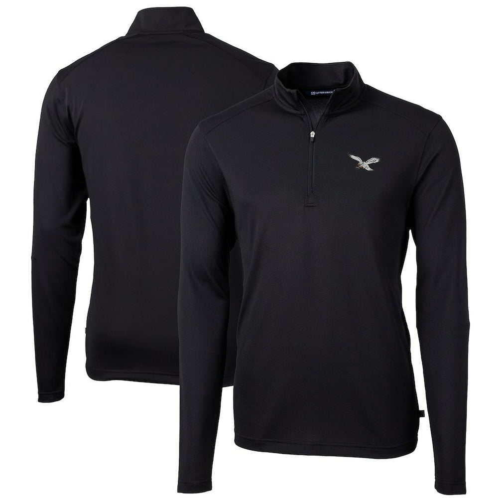 Philadelphia Eagles Cutter & Buck Virtue Eco Pique Recycled Quarter-Zip Pullover