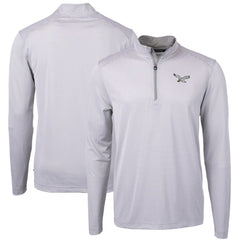 Philadelphia Eagles Cutter & Buck Virtue Eco Pique Micro Stripe Recycled Quarter-Zip Pullover Top