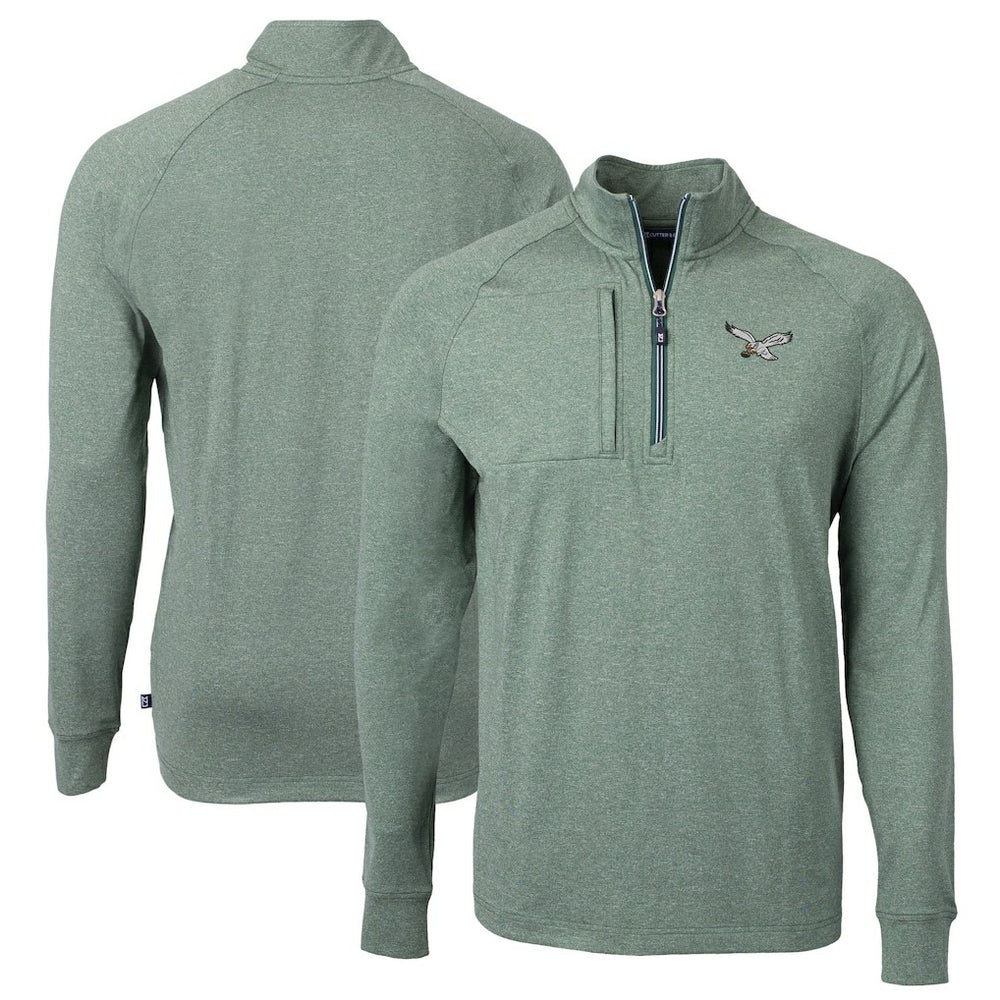 Philadelphia Eagles Cutter & Buck Adapt Eco Knit Heathered Recycled Quarter-Zip Pullover