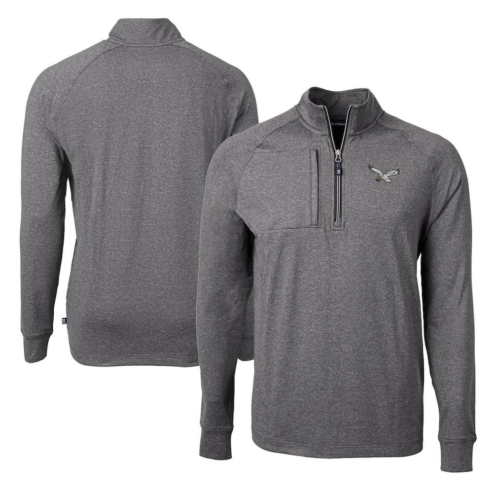 Philadelphia Eagles Cutter & Buck Adapt Eco Knit Heathered Recycled Quarter-Zip Pullover
