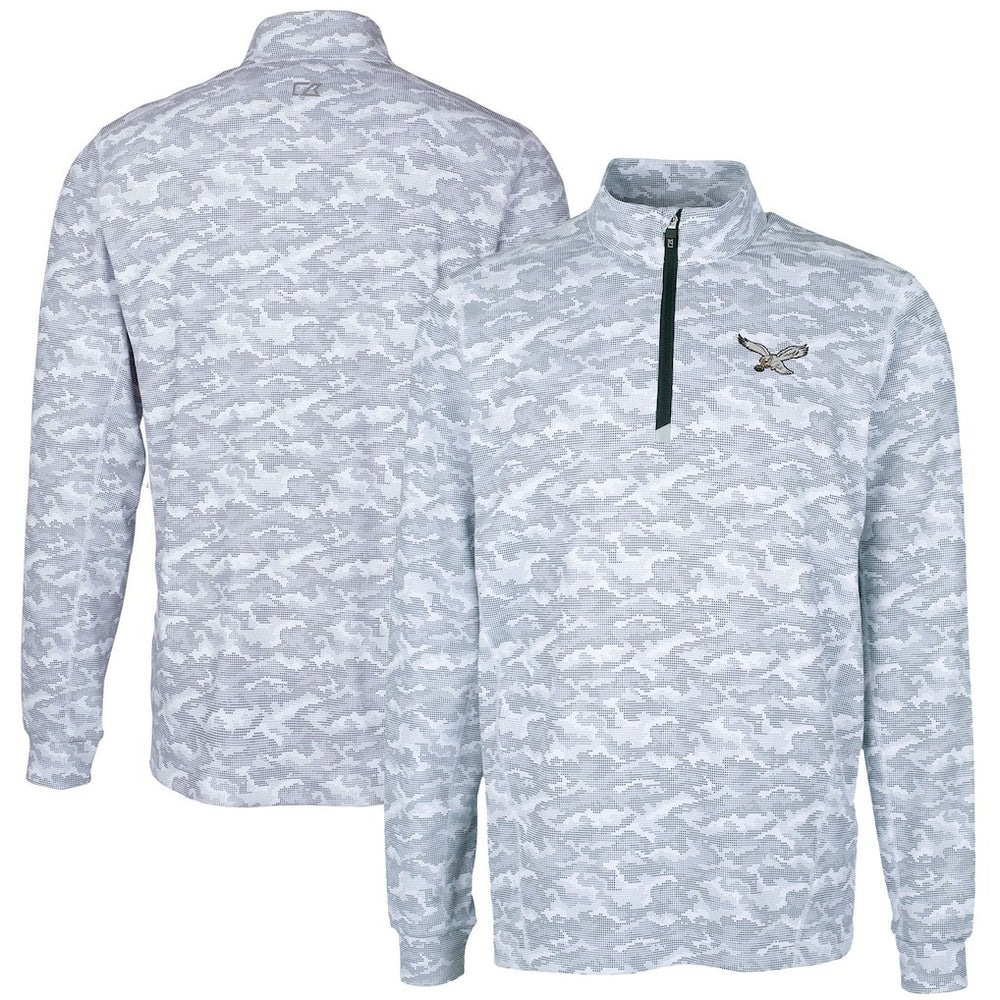 Philadelphia Eagles Cutter & Buck Traverse Camo Print Stretch Quarter-Zip Pullover