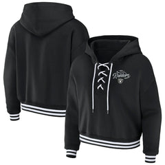 Las Vegas Raiders WEAR by Erin Andrews Women's Lace-Up Pullover Hoodie
