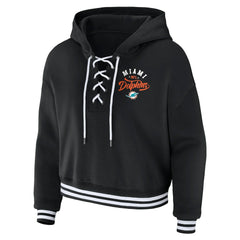 Miami Dolphins WEAR by Erin Andrews Women's Lace-Up Pullover Hoodie