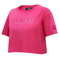 New York Rangers Pro Standard Women's Triple Pink Cropped Boxy T-Shirt On Sale