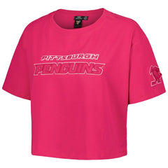 Pittsburgh Penguins Pro Standard Women's Triple Pink Cropped Boxy T-Shirt For Sale