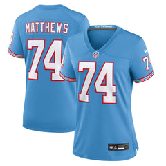 Tennessee Titans Nike Bruce Matthews Women's Oilers Throwback Retired Player Game Jersey